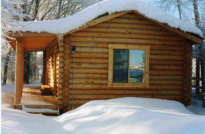 cabin in snow